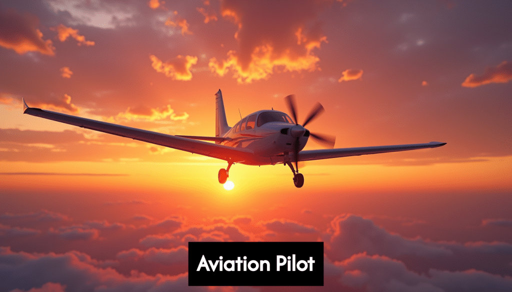Small plane flying against a sunset sky.