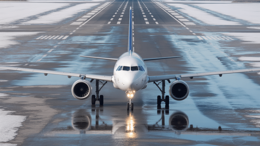 A320 Landing Roll on Icy and Wet Contaminated Runway