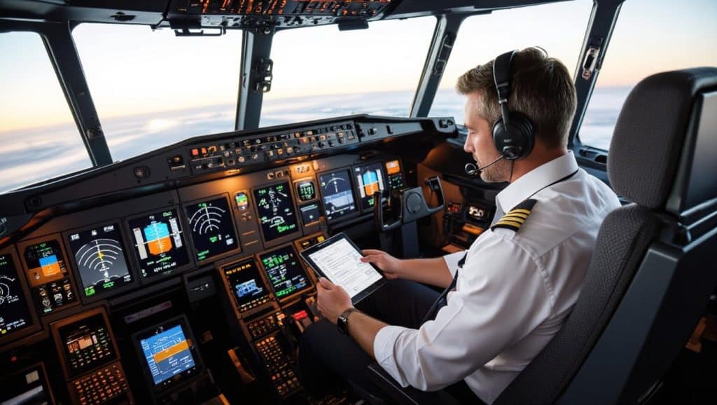 Pilot recording flight simulator time after A320 full-motion session