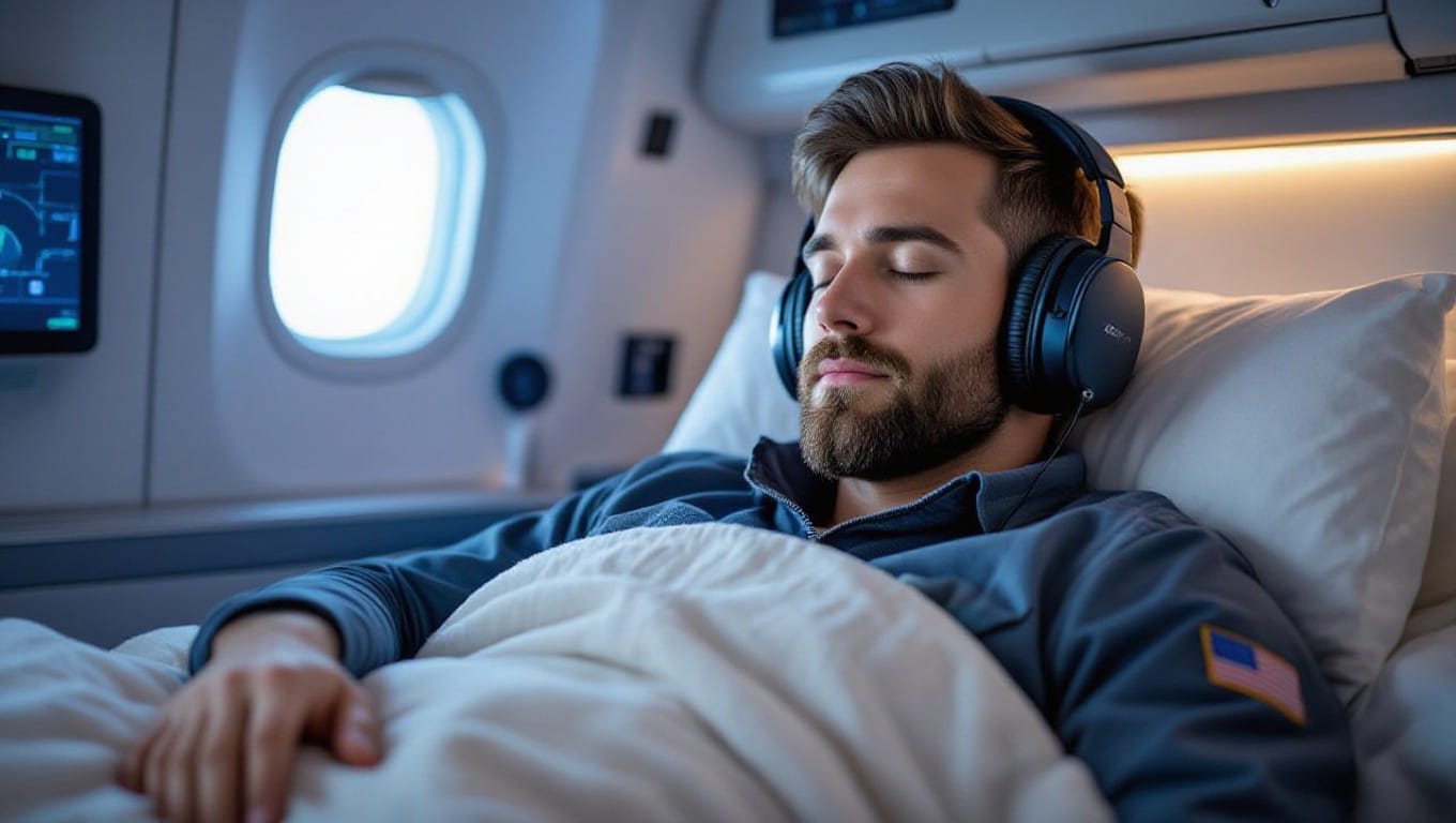 Airline pilot using crew rest area effectively for recovery