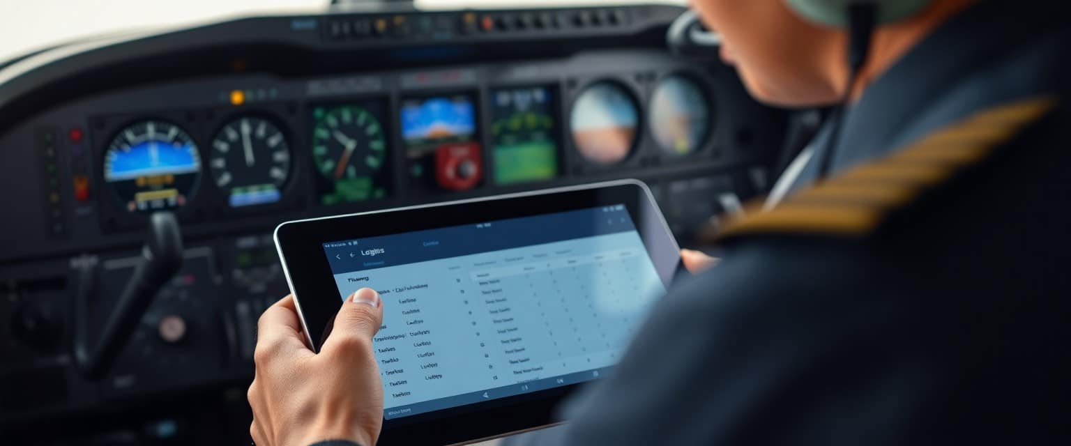 Digital pilot logbook app displaying flight entries