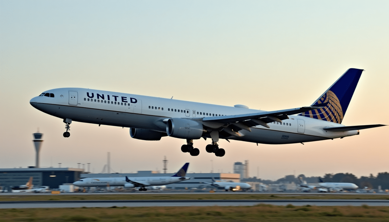 Boeing 757 taking off in Europe at sunset during winter season