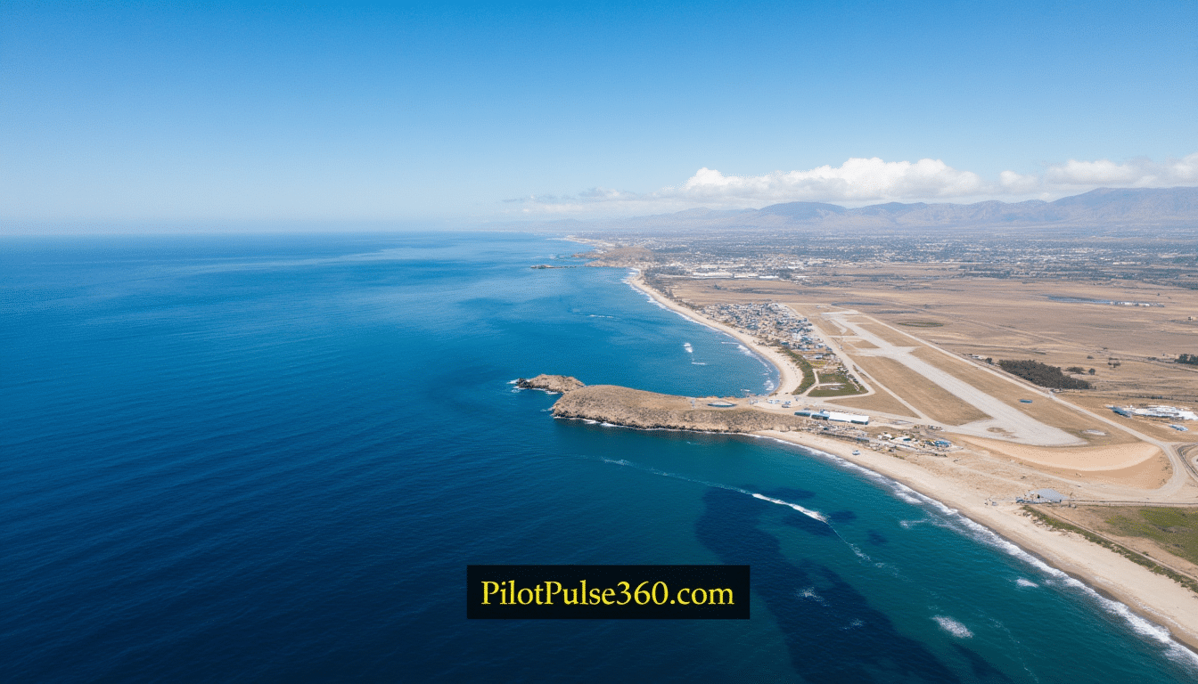 Aerial view of Carlsbad, California and McClellan-Palomar Airport