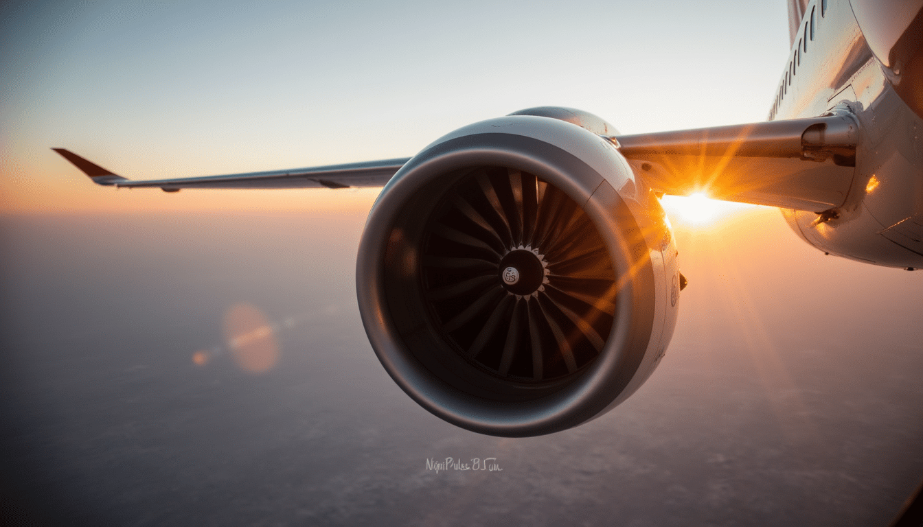 Close-up of GE Aerospace jet engine