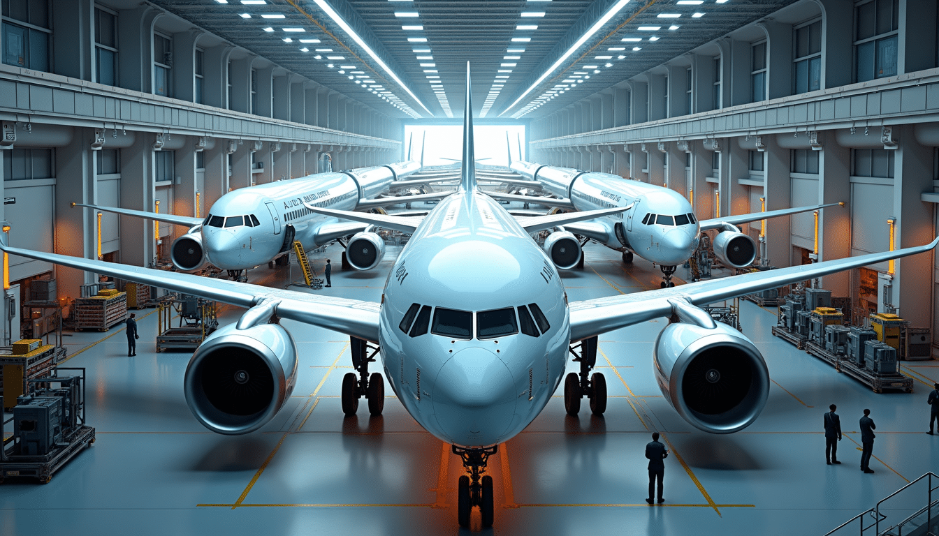 Aircraft manufacturing line representing Cirium forecast for 46,500 new aircraft deliveries