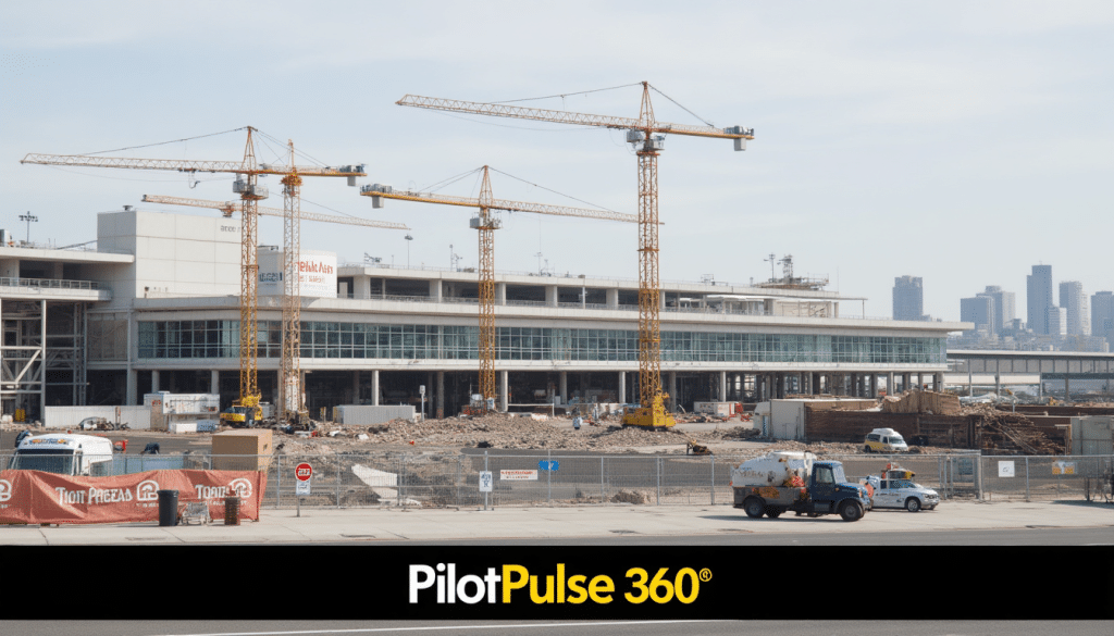 LAX Terminal 5 demolition underway with cranes and workers — PilotPulse360.com