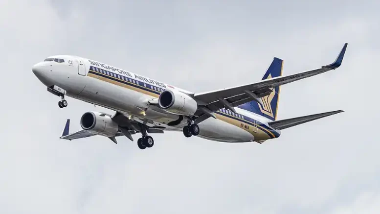 Singapore Airlines Boeing 737-800 parked at Singapore Changi Airport ahead of its final flight