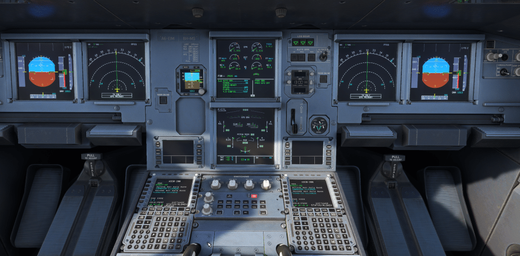 Airbus A320 ECAM display showing hydraulic and engine system pages